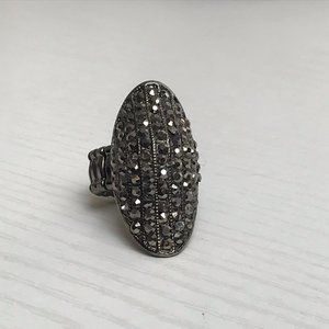 Dark Rhinestone Cocktail Large Ring